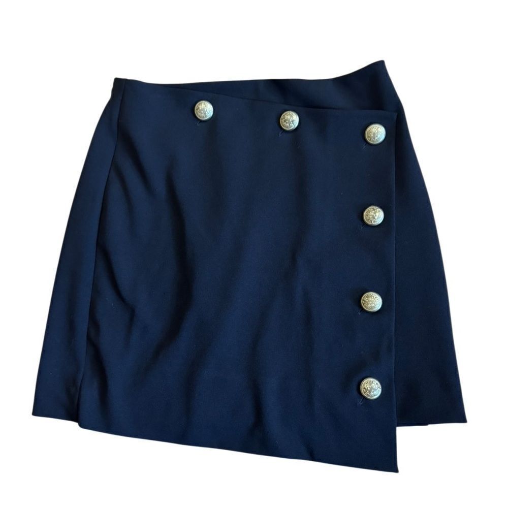 Express Women's Gold Button Front Detail Mini Skirt in Black Size 0